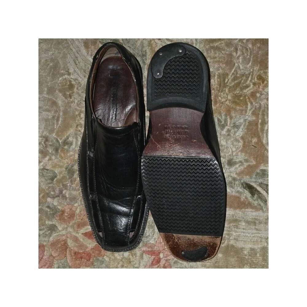 Johnston & Murphy Shoes Men's Size 8.5 8-1/2  Black Leather Loafers Slip On